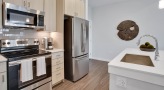 island sink in bright kitchen