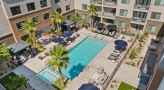 aerial shot of outdoor swimming pool