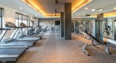 a gym with exercise equipment