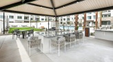spacious, covered outdoor patio