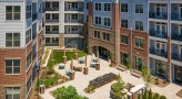 Large courtyard with fire pit 