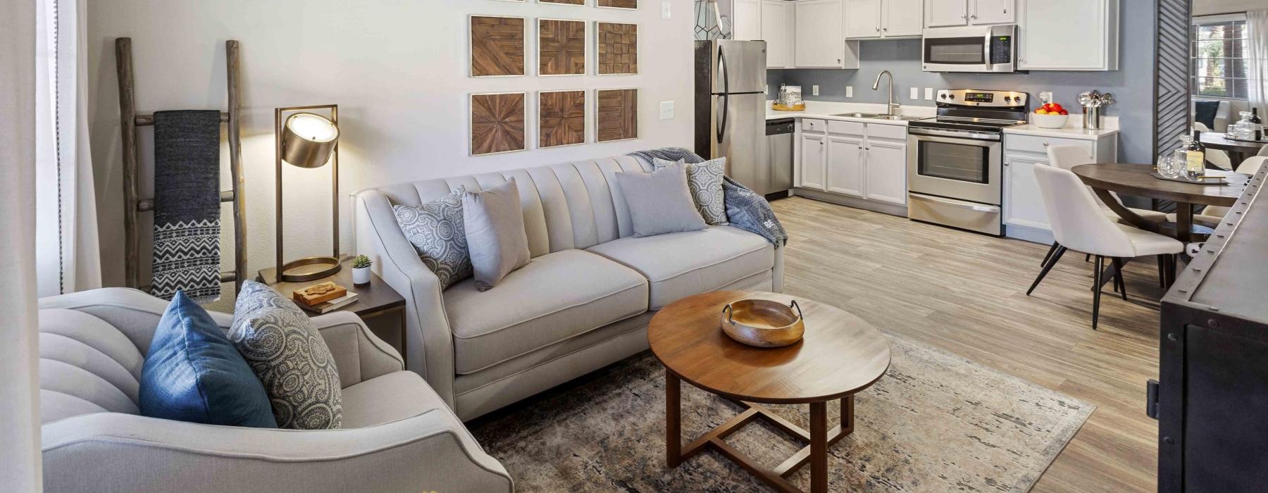 living room with couches and a coffee table