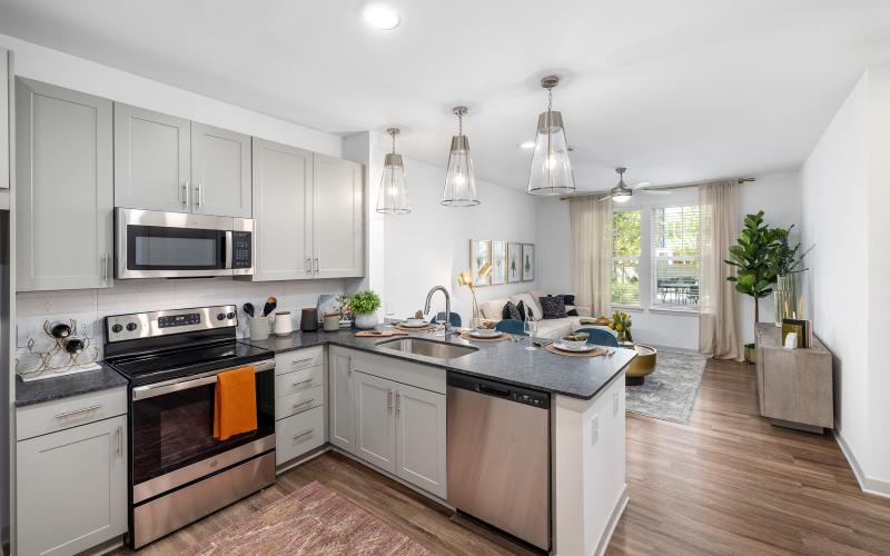 spacious kitchen with open countertop
