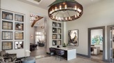 Well lit leasing office with ample seating 