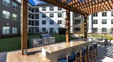 a table and chairs outside