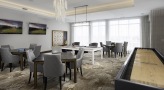 Game room with tabletop shuffle board and billiards