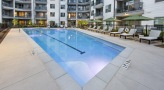 swimming pool lit at night