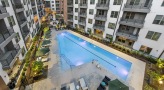 aerial shot of pool with lap lane and handicap chair lift