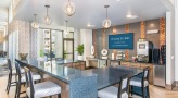 Well lit clubroom with bar seating